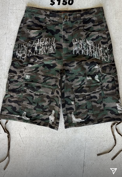 Bottega Desires Camo Cargo Shorts